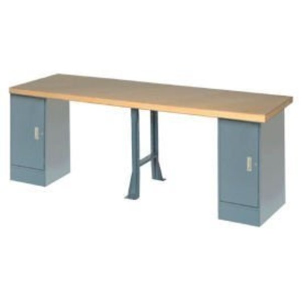 Global Equipment 144"W x 36"D Extra Long Industrial Workbench, Shop Top Safety Edge - Gray 607961